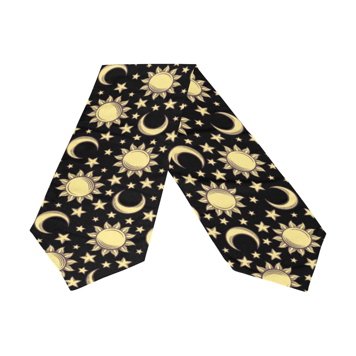 WOOR Double-Sided Suns Moons and Stars Table Runner 13 x 90 Inches Long,Table Cloth Runner for Wedding Party Holiday Kitchen Dining Home Everyday Decor