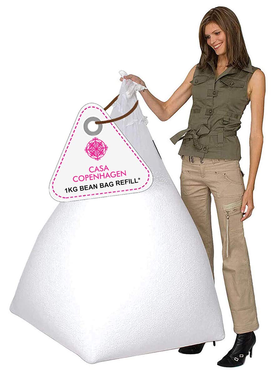 Casa Copenhagen Polyester Premium Virgin Grade Thermocol Balls Refill for Pillows, Sofa, Bean Bags, Soft Toys & Beans for Bean Bag Refill 1 Kg - White