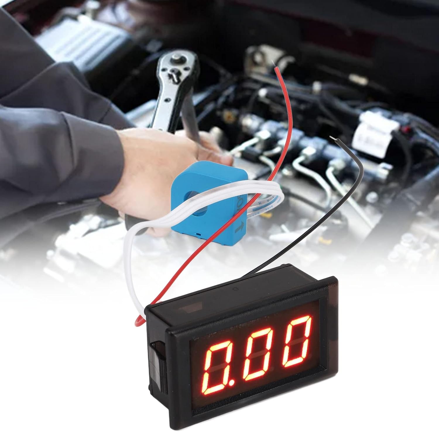 Amp Meter, 50A High Accuracy LED Display Digital Ammeter Amp Meter Gauge with Hall Effect Sensor Transformer, Isolated Amperage Detector Tester Gauge for Solar Energy System, Car