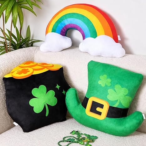 Percozzi St. Patrick s Day Shamrock Plush Pillows 3PCS Irish Party Set