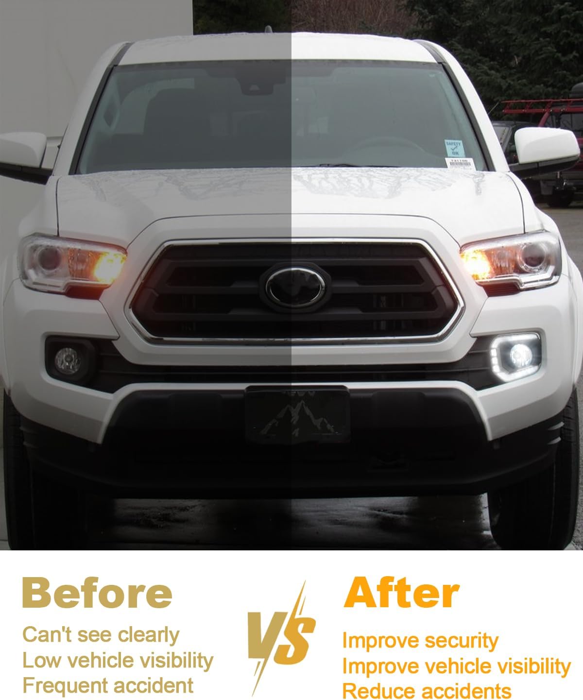 LED Fog Lights Assemblies for 2016-2023 Tacoma DRL Daytime Running Lights Amber Turn Signal LED Fog Lamps Cover Tacoma Accessories