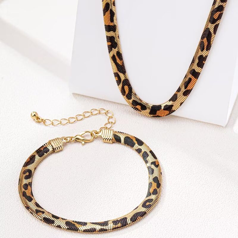 Leopard Earrings Necklace Bracelet for Women Bohemia Statement Leopard Jewelry Set Prom Party Wedding Cosplay Costume Accessories - Image 4