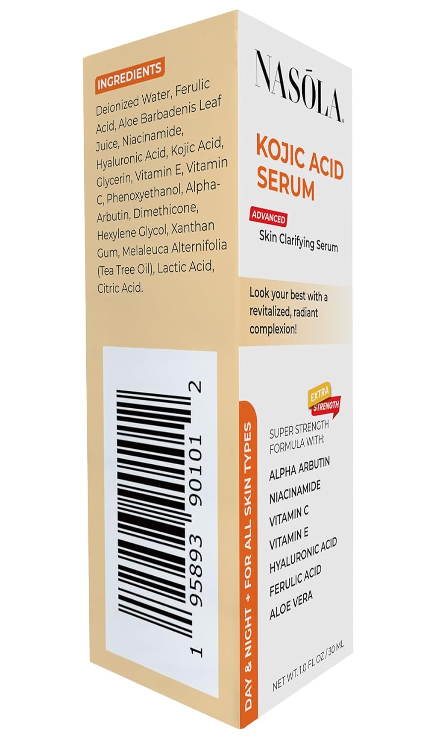 Nasola Kojic Acid Serum for Skin Clarifying, Complexion Revitalization Fade Cream with Alpha Arbutin, Vitamin C & E, & Niacinamide - Image 9