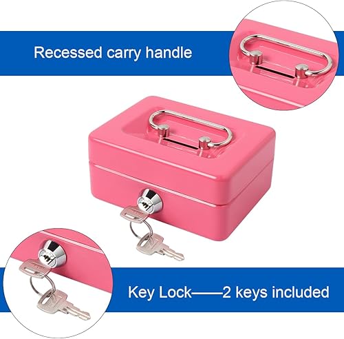 Vista 21 de Caja de dinero grande con bandeja de dinero y cerradura, caja de dinero de metal para efectivo, caja de seguridad de 11.8 x 9.5 x 3.54 pulgadas