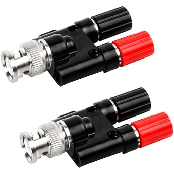 2pcs BNC Male to Dual 4mm Banana Female Binding Post