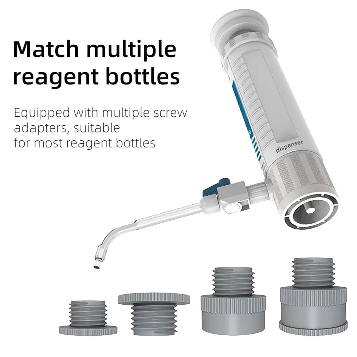 Flüssigkeitsspender Labor Bottle Top Dispenser mit digitalem Fenster und Adaptern, genaue Gangeinstellung und Rückstauventil-Design für Labor und Fabrik