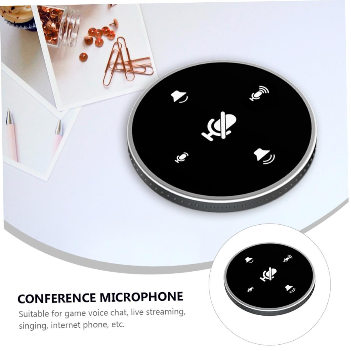 SUPVOX Microphone de Conférence Omnidirectionnel USB Microphone de Bureau Portable pour Pc et Ordinateur Portable Enregistrement Audio et Streaming Direct