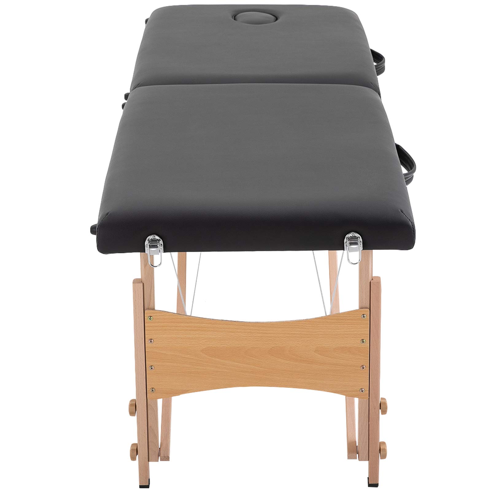 HOMCOM Massageliege 3 Zonen Klappbar Massagetisch mit Kopfstütze Armlehne Tragetasche Holzfüßen höhenverstellbare Massagebett tragbar Kosmetikliege für Tattoo Spa Salon Schwarz