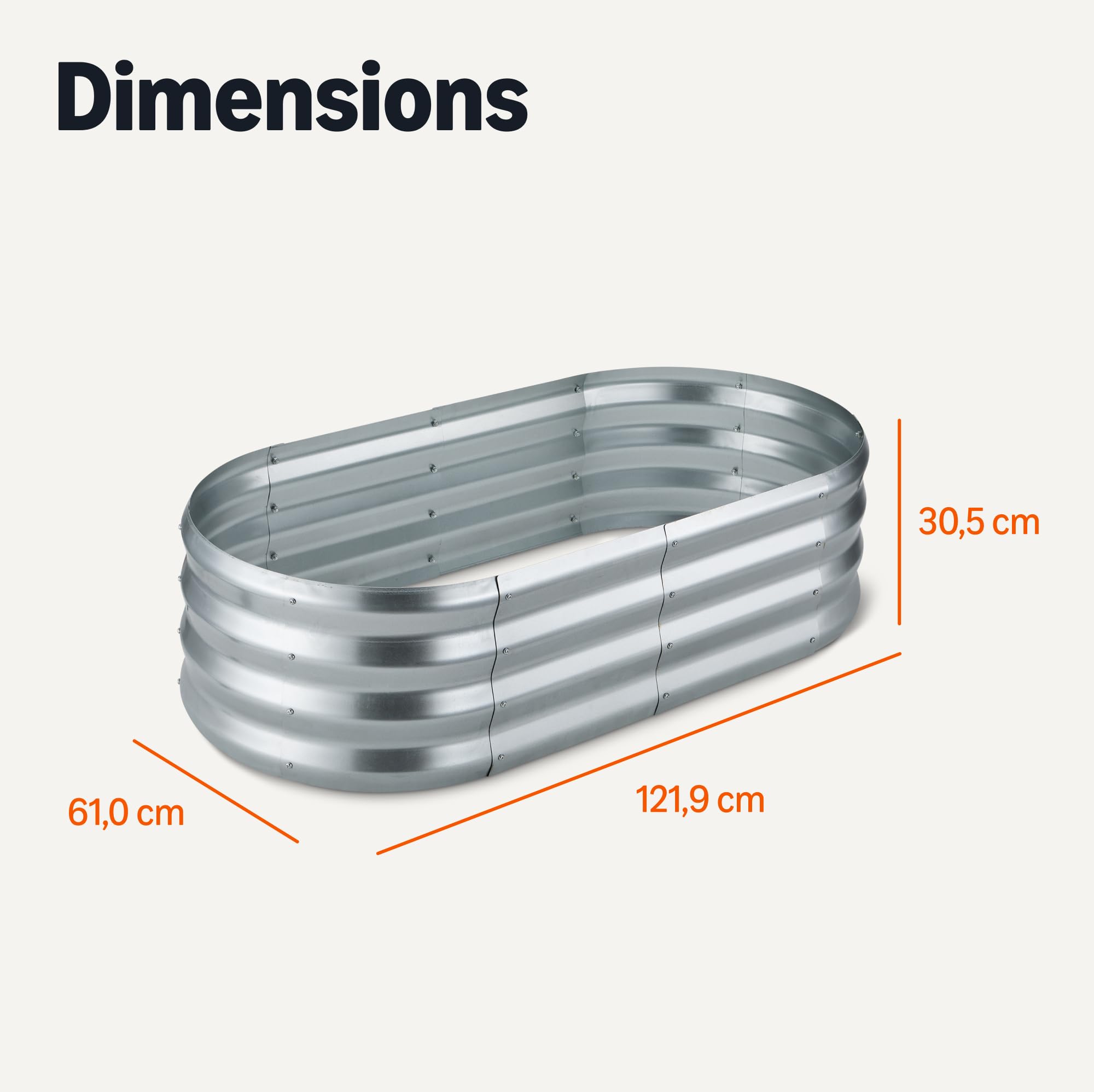 Amazon Basics Jardinière Surélevée, Acier Galvanisé, 121,8cm x 61cm x 31,2cm, 1 Unité, Argentée