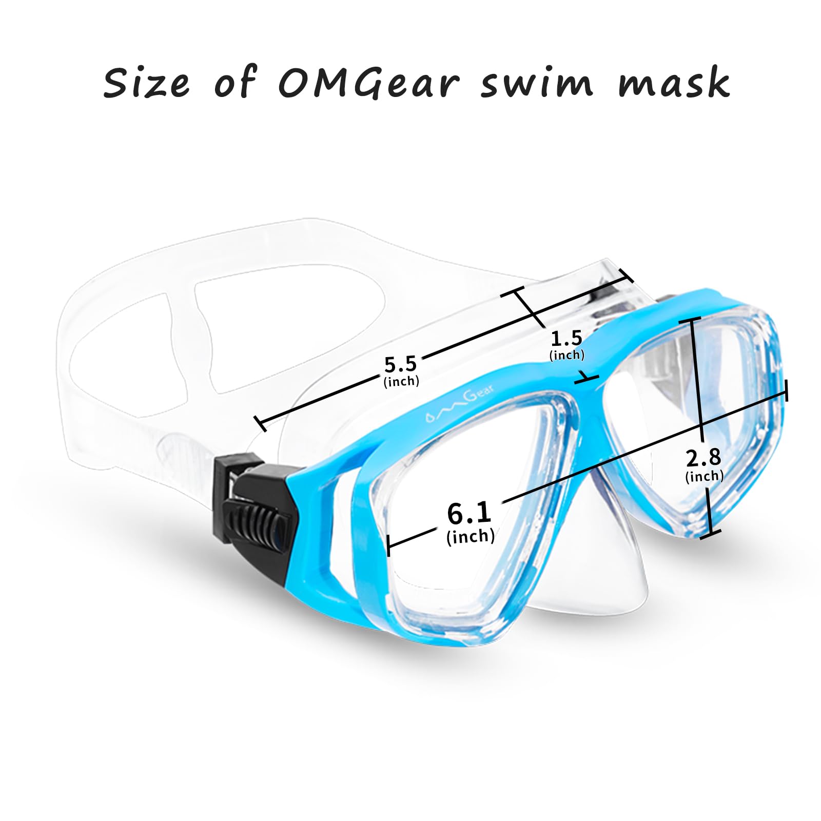 OMGear Máscara de natación, gafas de buceo con cubierta de nariz, equipo de esnórquel, máscara de esnórquel para adultos y jóvenes, para buceo, pesca submarina, correa de neopreno resistente a los