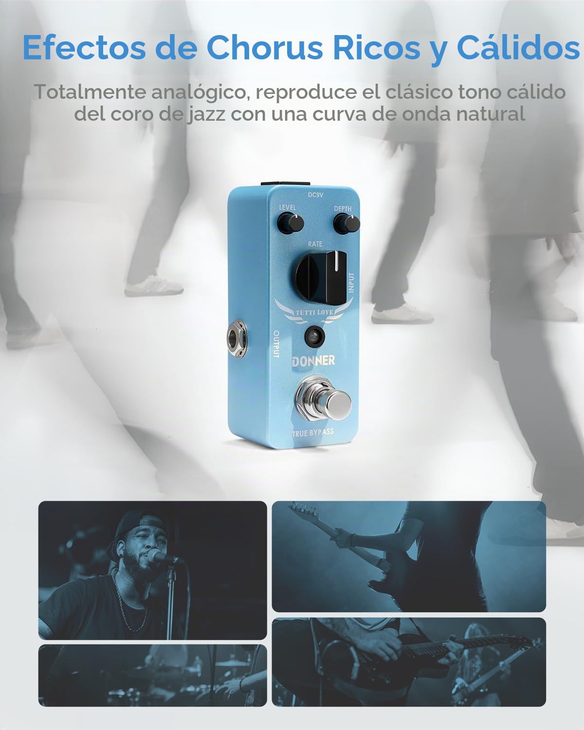 Donner pedal de efectos para guitarra, chorus analógico, true Bypass Tutti Love Chorus