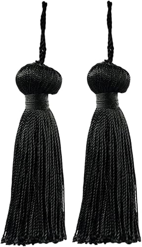 DÉCOPRO Borla básica de cadena de 3 pulgadas con lazo de 1.0 in  Borla decorativa para manualidades # BT3, negro puro #K9 (negro azabache) juego de 2