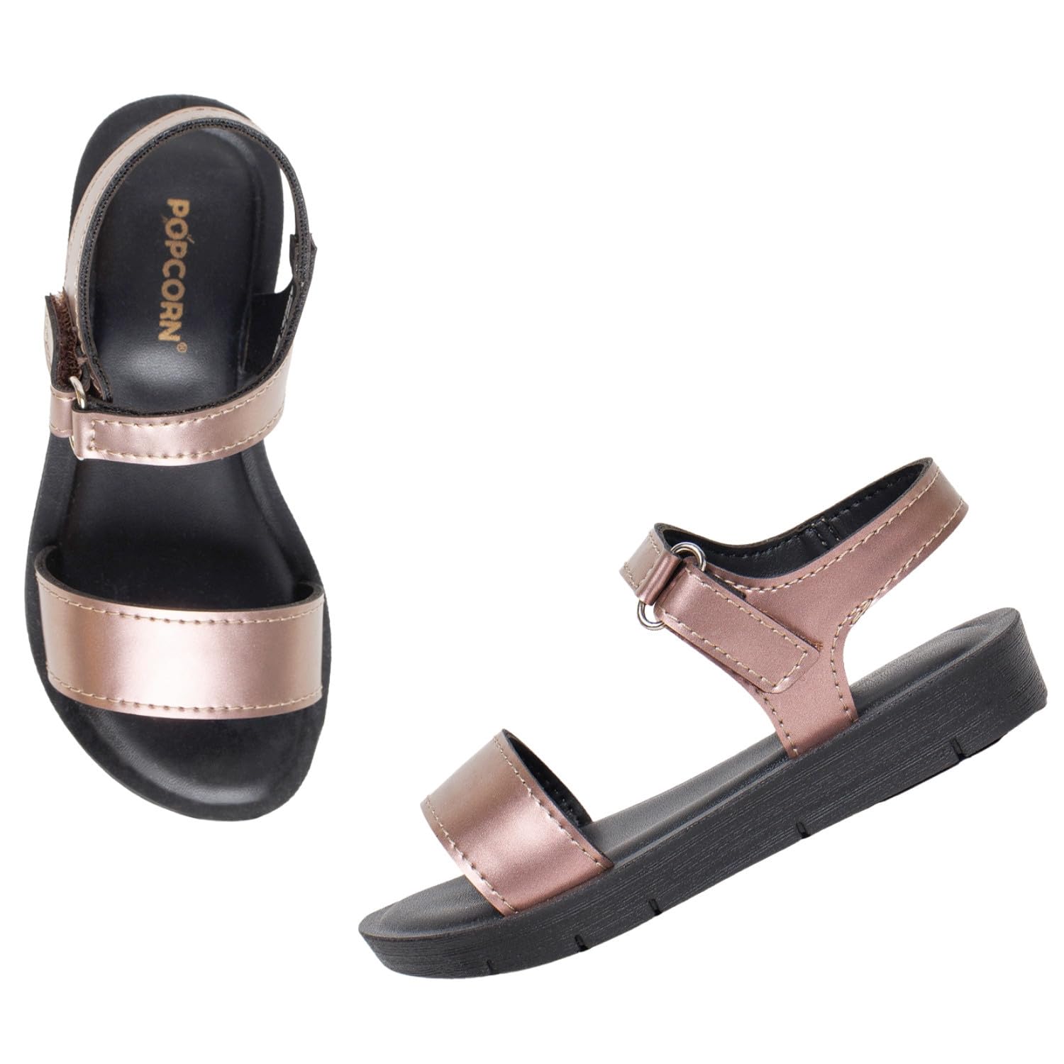 POPCORN Girls Fashion Gold Sandals - Lightweight with Cushioned Support, Durable Construction, Ideal for Stylish and Comfortable Wear | 9 UK (B0D3M3T147) Amazon Price History, Amazon Price Tracker