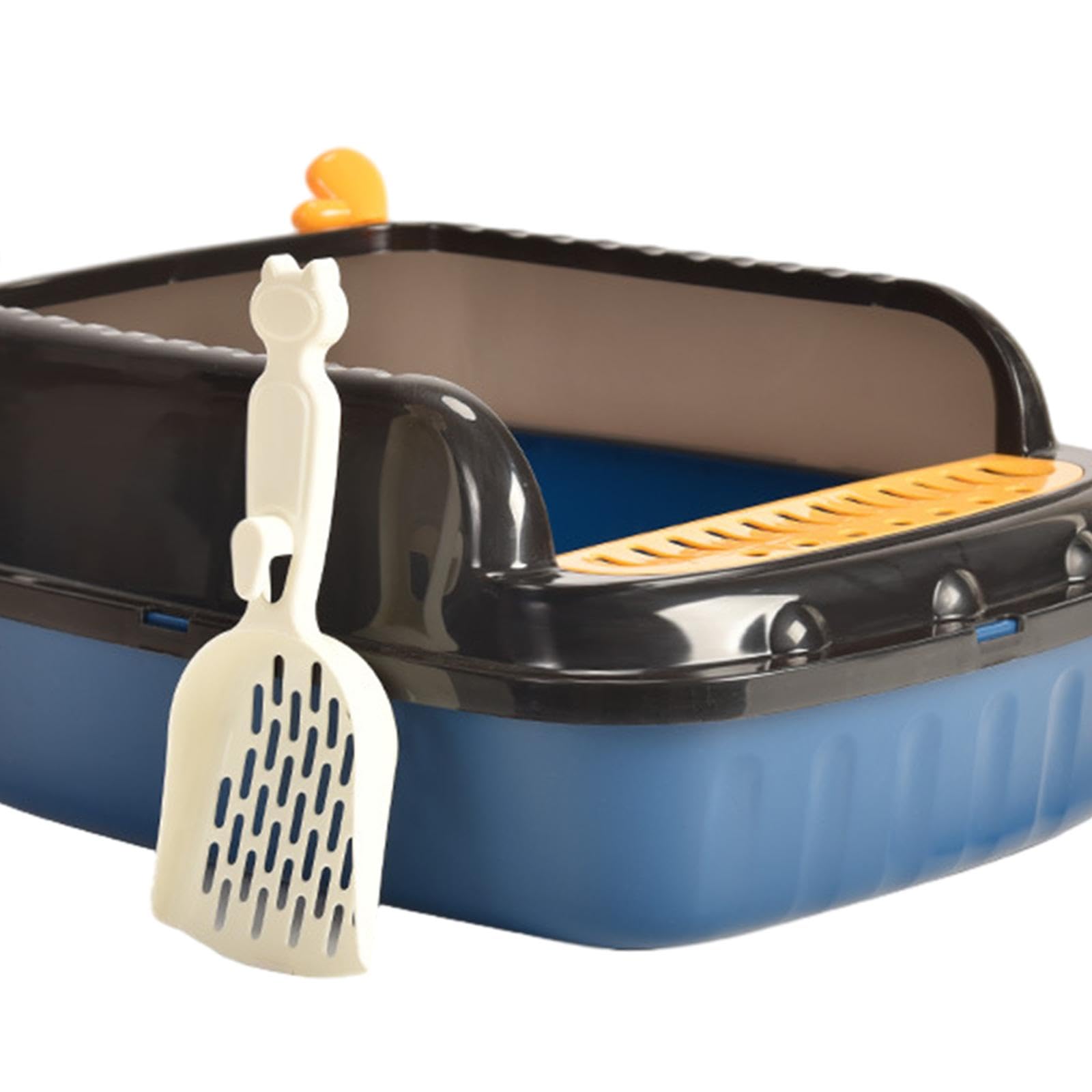 Lettaia, Lettiera for Gatti con Coperchio Aperto(Blue,M)