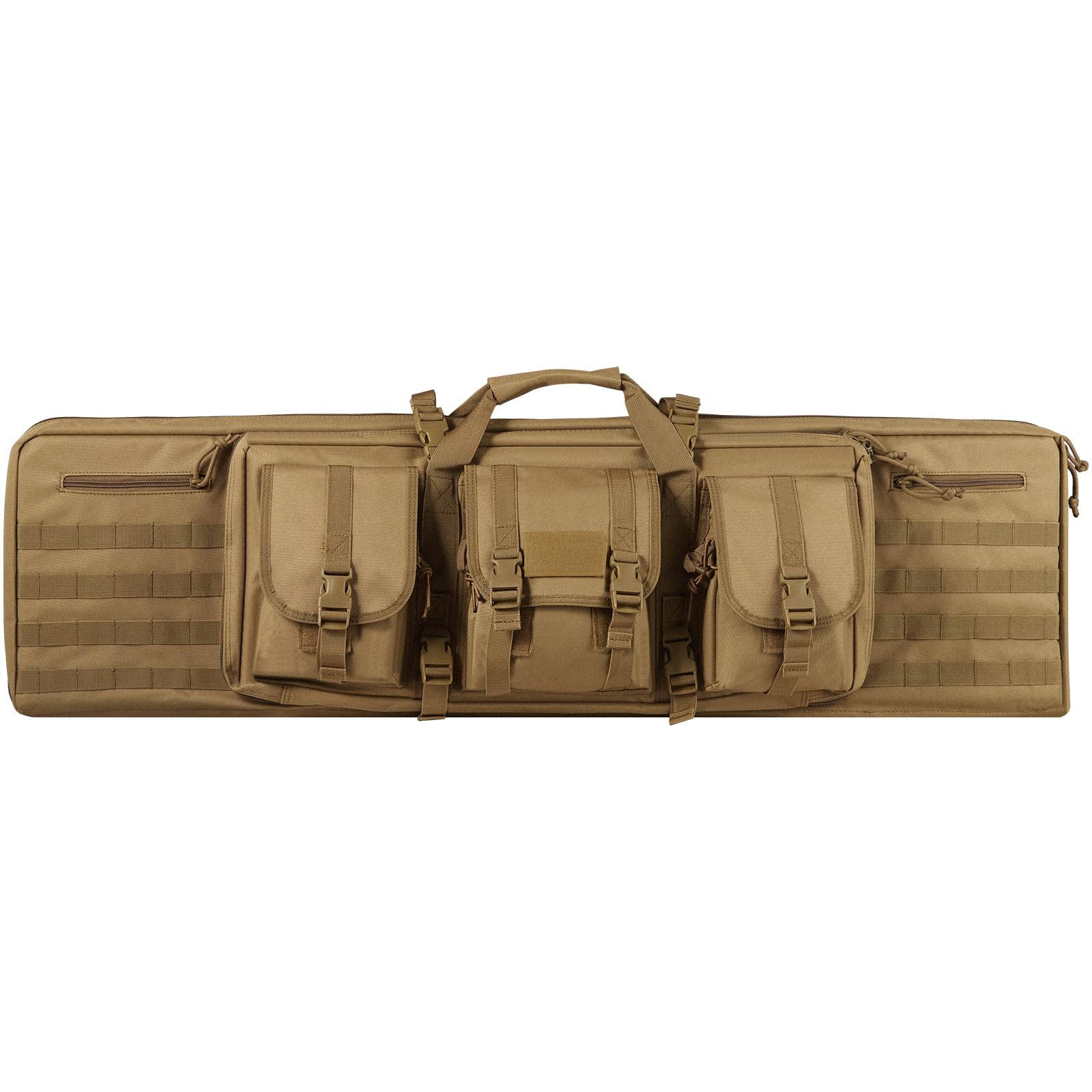 VEVOR Estuche para Rifle Bolsa Táctica Larga para Transporte de Armas 107cm con Sistema MOLLE Funda para Rifle con Correa para Hombro Cremallera con Cerradura para 2 Rifles 102cm y 2 Pistolas, Marrón