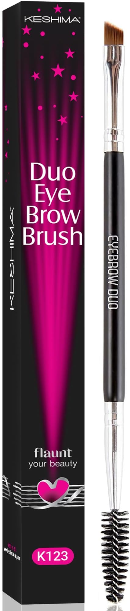 Duo Eyebrow Brush by Keshima - Premium Quality Angled Eye Brow Brush and Spoolie