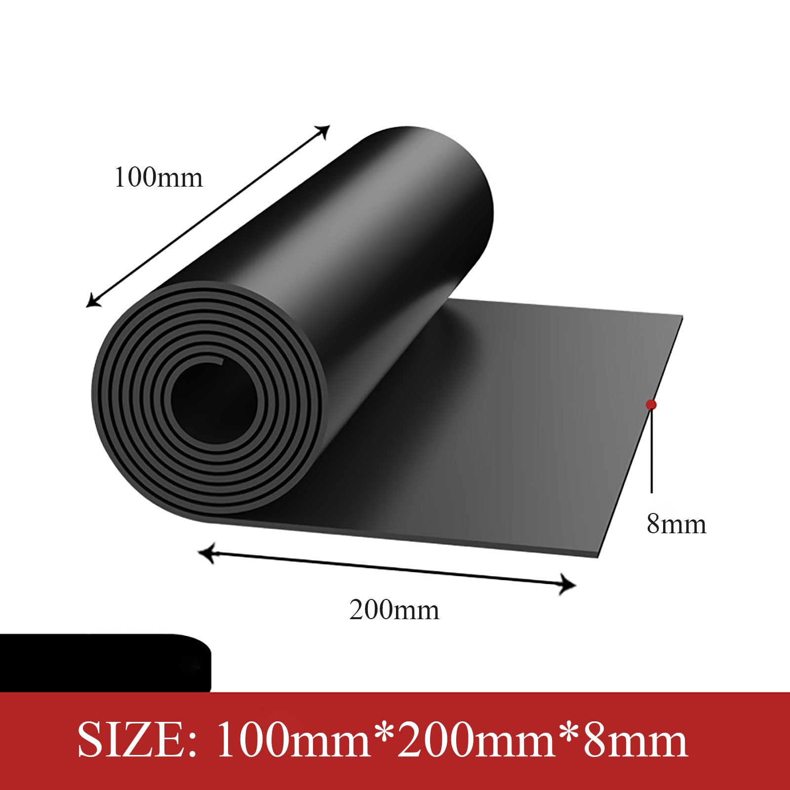 láminas de caucho, 2 hojas de goma neopreno, almohadillas 100 x 200 mm(8mm 2pcs)