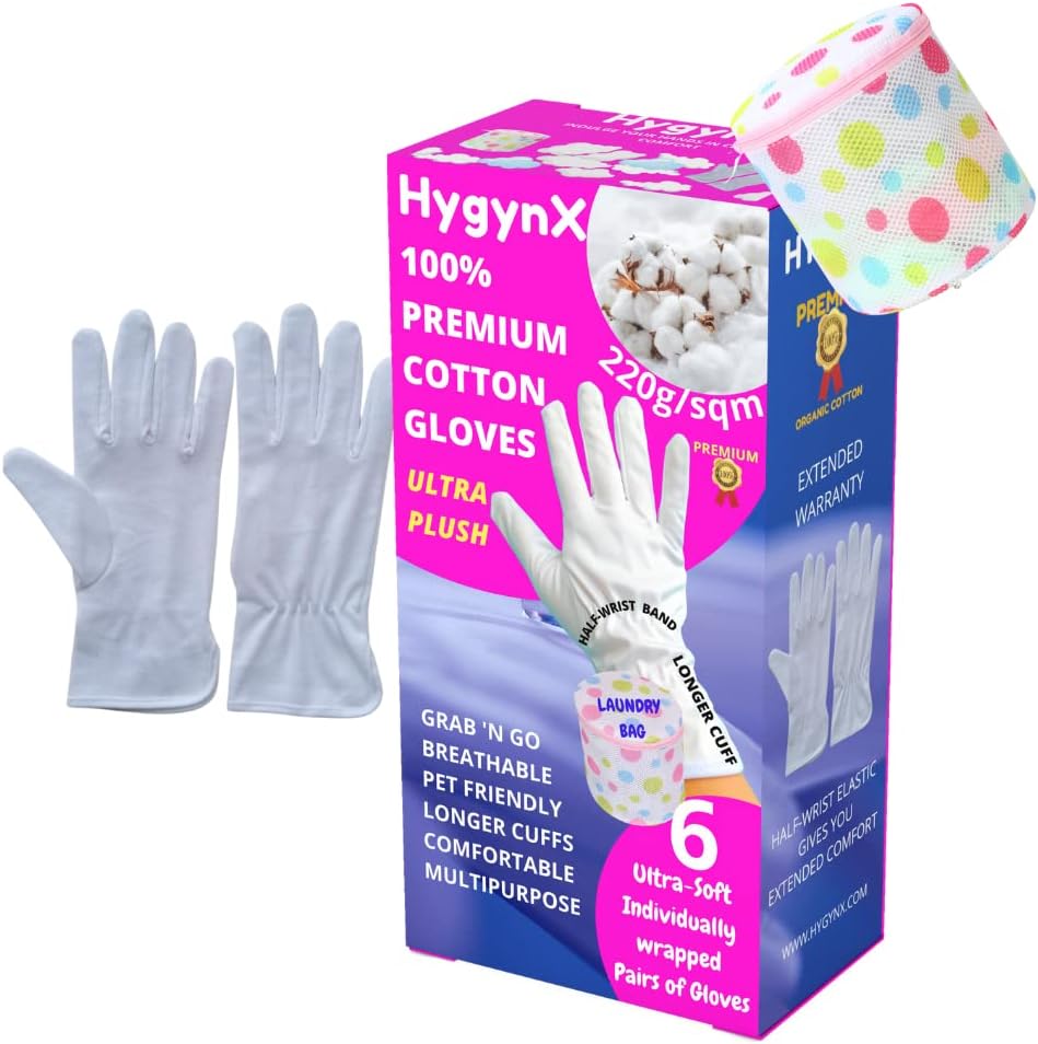 6 Pairs White Cotton Gloves, Moisturizing Gloves Overnight, Cotton Gloves for Dry Hands, Cotton Gloves for Eczema, Nighttime Gloves, Moisturizing Gloves (6 Pairs) : Beauty & Personal Care