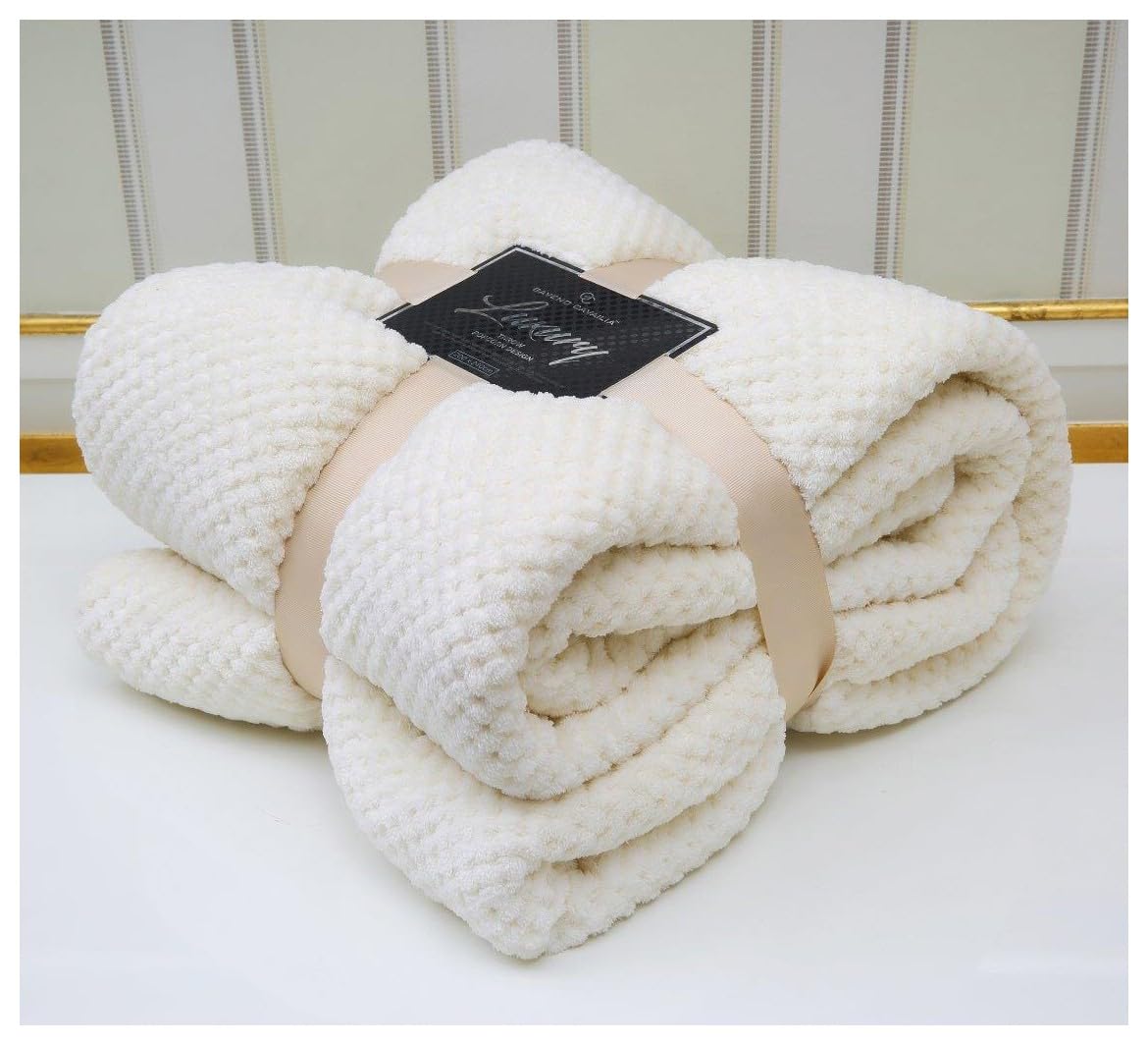 Goldstar Popcorn Throw Super Soft Warm And Cosy Fleece Blanket For 2 & 3 Seater Sofa Bed (Cream, 130 x 180cm Single)
