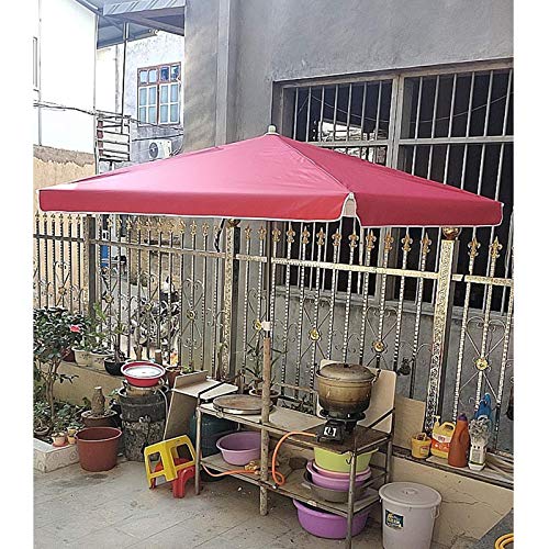 Summer Large Parasol Double-layer Umbrella Cloth, Outdoor Rectangle Collapsible Parasol Canopies Shade For Beach, Garden, Patio, Market, 200 X 200CM, 220 X 180CM (Red 2.2m*1.8m) - Afbeelding 3
