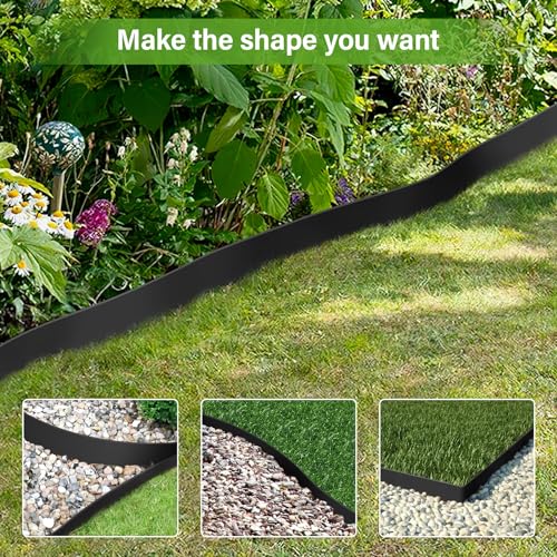 Forever Speed Flexible Rasenkante aus Kunststoff 20m x 5cm(LxH) [120 Erdanker + 2 Paar Handschuhe] Beetbegrenzung Beeteinfassung Beetumrandung - Schwarz
