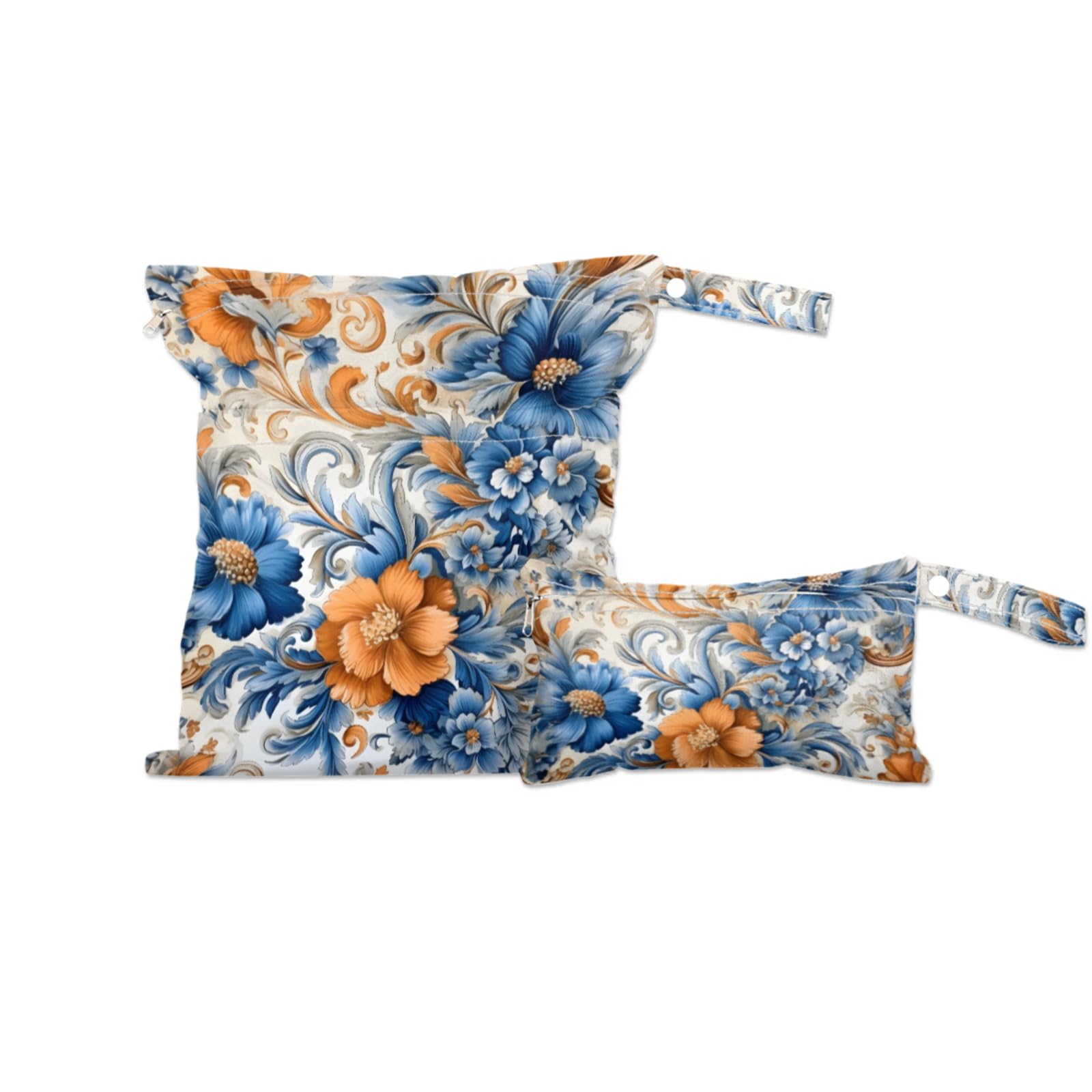 GzLeyigou 2 Set Abstract Flowers Wet Dry Bags for Baby Cloth Diapers Waterproof Reusable Storage Bag for Travel,Beach,Pool,Daycare,Stroller,Gym,Laundry,Dirty Clothes,Swimsuits Wet Clothes, Wet Bag