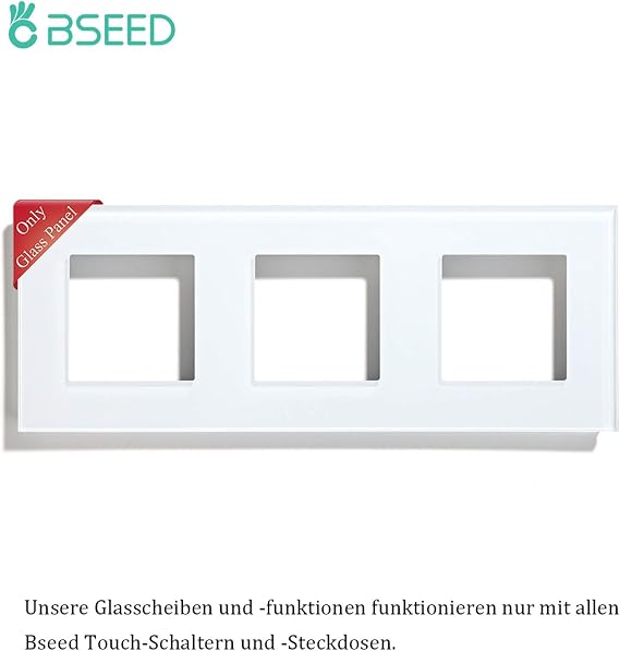 BSEED Glass Frame for Light Switch and Socket White 228mm