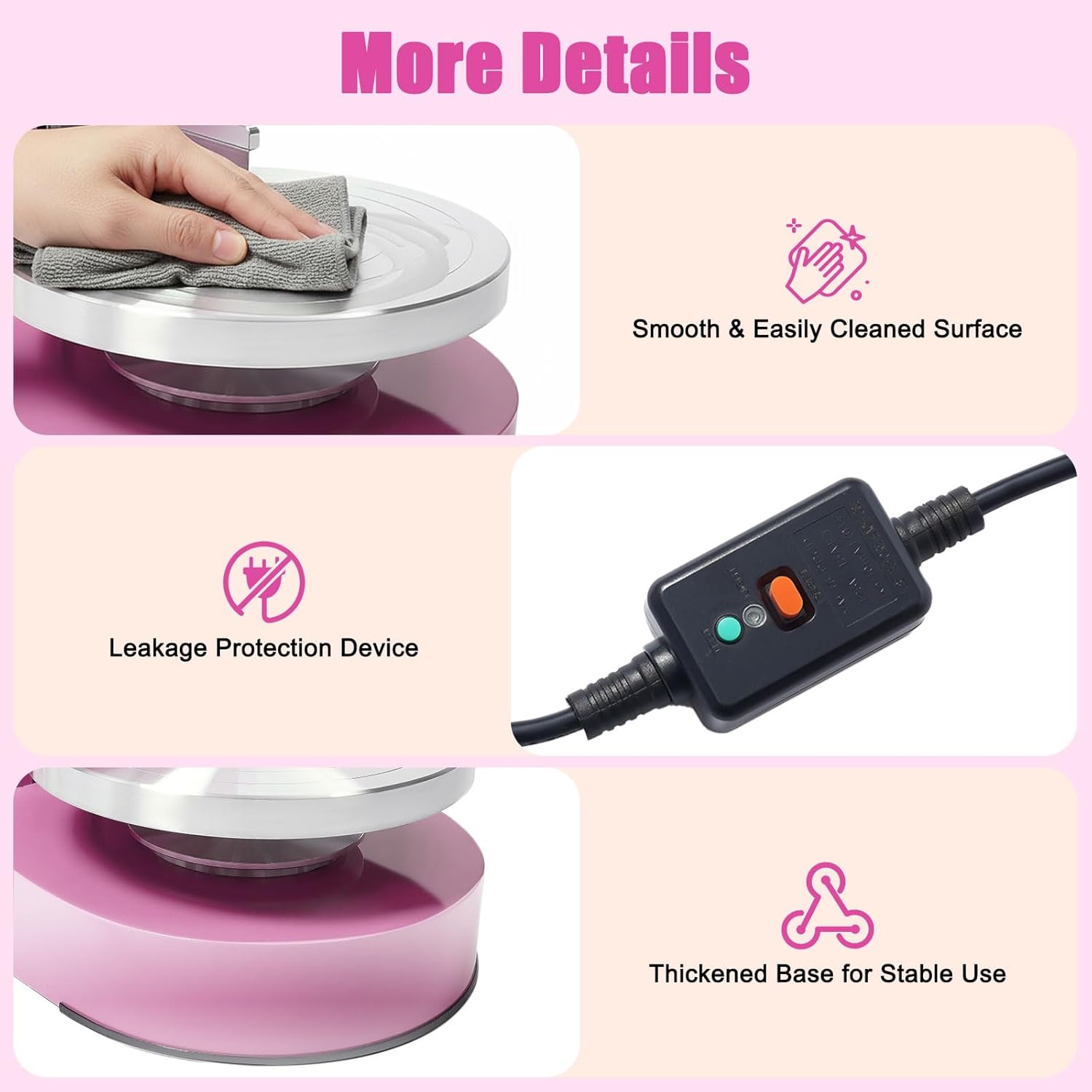 Cake Decorating Machine, 110-220V 200W Cake Icing Cream Spreading Machine 4-12inches Tabletop Cake Cream Spreading Machine with LCD Display for Households, Cake Shops, Dessert Shops (Pink)