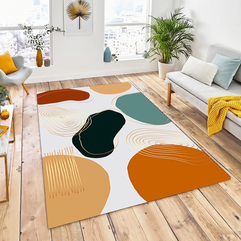 Tapis abstrait coloré 180x250cm moderne géométrique lavable de sol