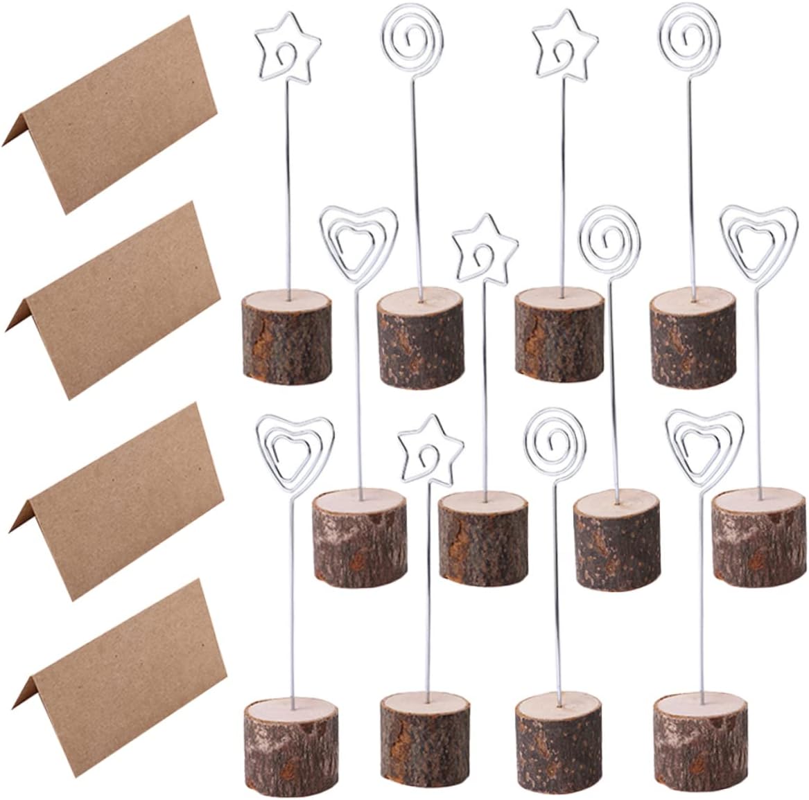 ERINGOGO 60Pcs Rustic Wood Stump Memo Clips Decorative Table Card Holders for Parties Weddings and Home Space Saving Photo Menu Display Accessories