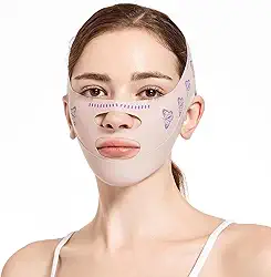 Máscara de dormir Beauty Face Sculpting, redutor de queixo duplo, máscara facial emagrecedora em forma de V, máscara facial reutilizável - faixa antienvelhecimento e antirrugas (rosa B)