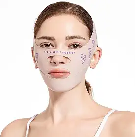 Máscara de dormir Beauty Face Sculpting, redutor de queixo duplo, máscara facial emagrecedora em forma de V, máscara facial reutilizável - faixa antienvelhecimento e antirrugas (rosa B)