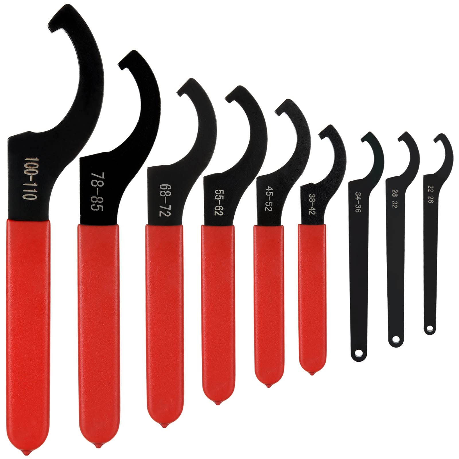 FVIEXE9PCS Coilover Wrench Adjustable Spanner Wrench Set, Hook Wrenches Tools Set C Spanner Wrench Motorcycle Shock Spanner for Most Coil Over Coilover System and Shock Adjustment