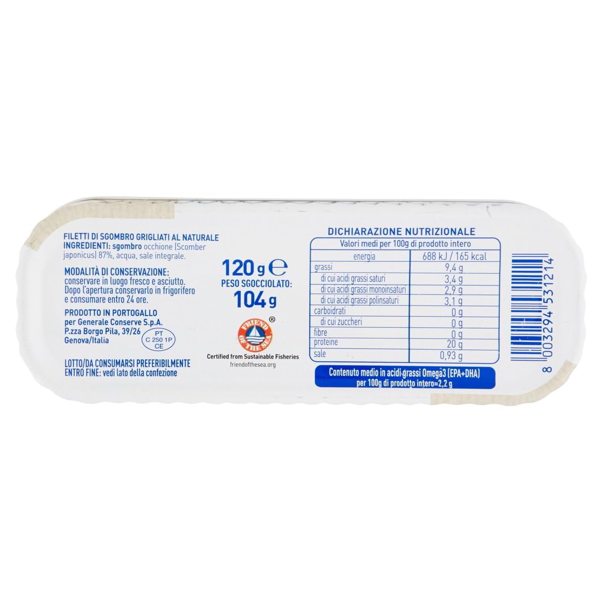 Italian Gourmet Filetti di Sgombro Grigliati, Makrele Dose 14 x 120g