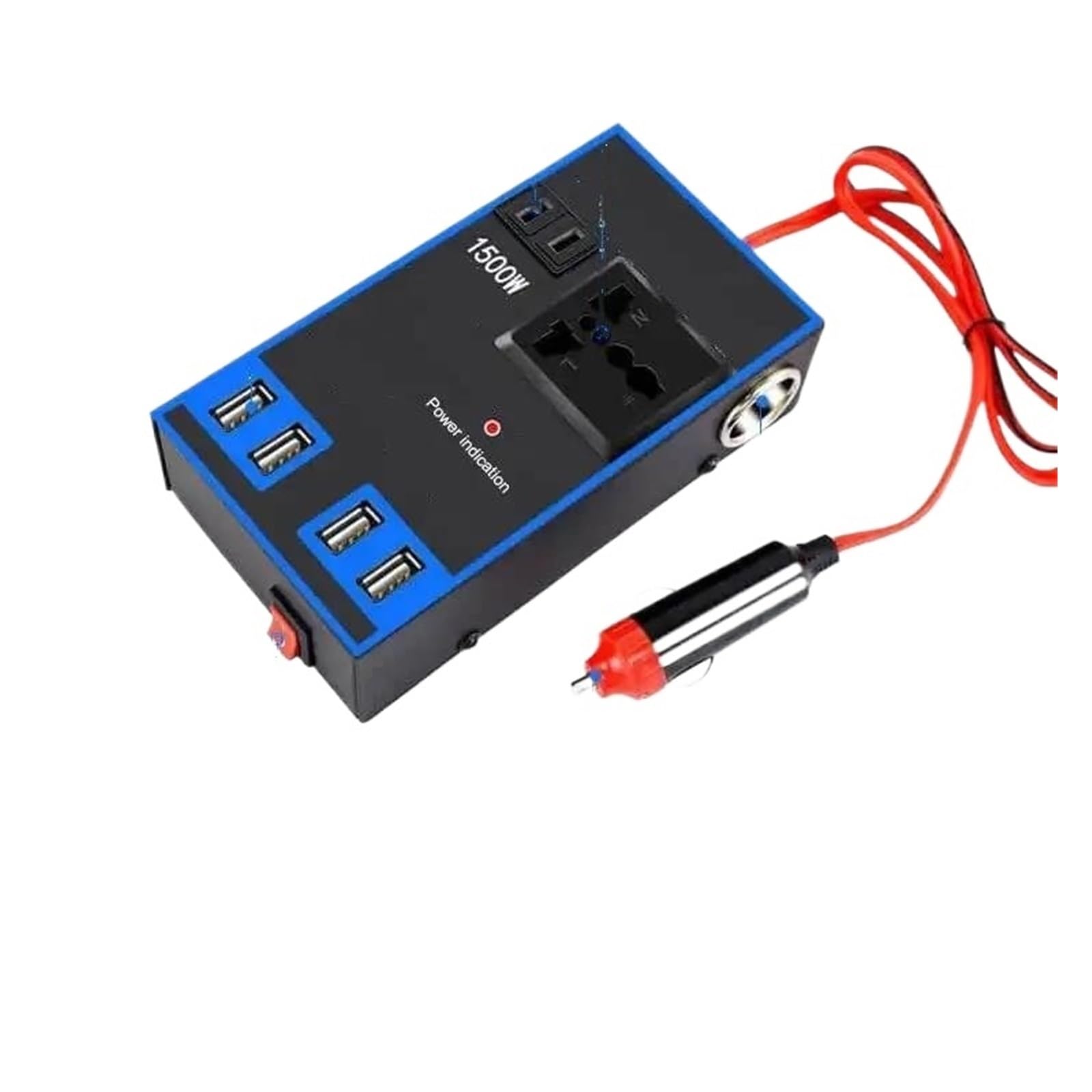Convertidor Corriente Inversor Corriente 220V 1500W 12V 24V A 220V Enchufe Convertidor para Vehículo 4 Puertos USB Carga Rápida para Teléfono Portátil Almohadilla Afeitadora GPS Convertidor