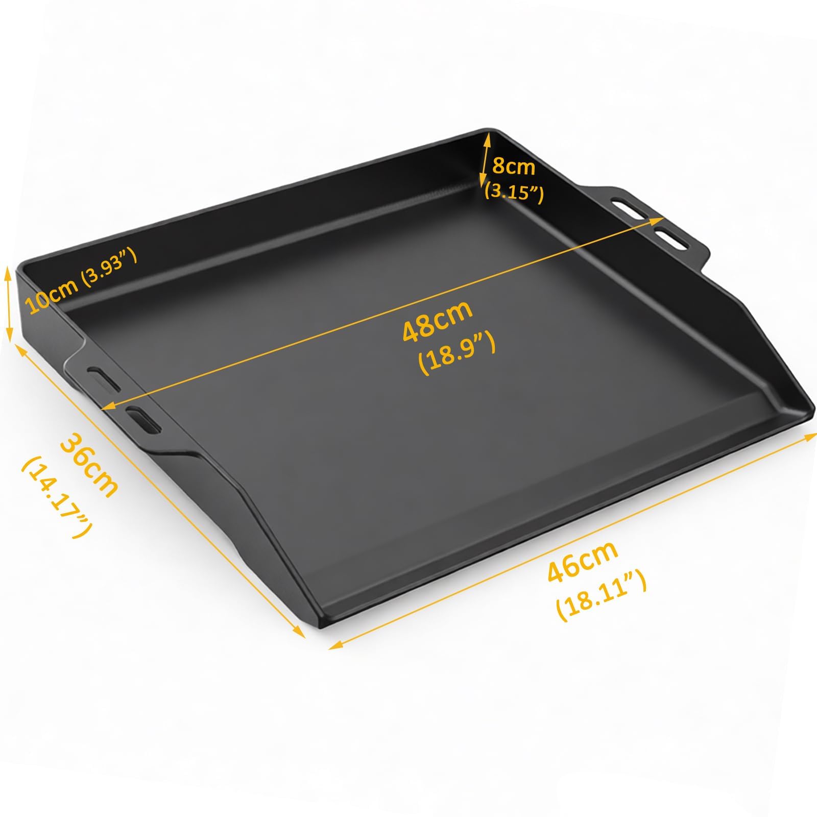 GFTIME Plancha de hierro fundido de 48 x 36 cm, plancha universal para parrilla RÖSLE VIDERO, Weber, Enders, Campingaz, Napoleón, Tepro, Taino, parrilla de gas, con canalón de grasa integrado y borde