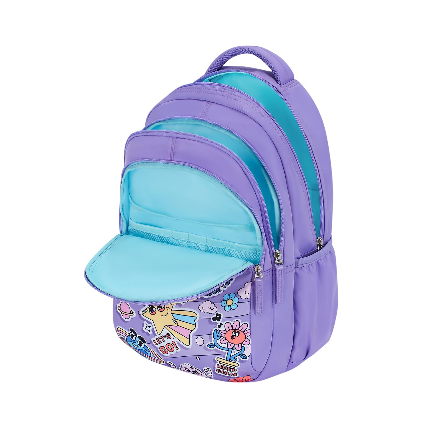 Genie Pearl School Backpack for Girls |17 In-27 Ltr with Three Compartments, Side Pockets and Light Weight with Padded Shoulders |Best for Books,Stationery, Lunch Box & Essentials - Purple 4