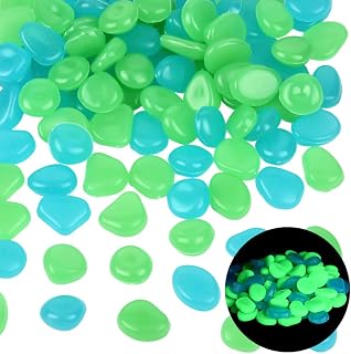 SOFPLATE 1 caja de 100 piedras de Resina Que Brillan En la Oscuridad Grava para Acuario Decoración de Pecera Piedras Azules para Jardín Paisajismo Al Aire Libre Pasarela Entrada Maceta Bonsái Jardín d