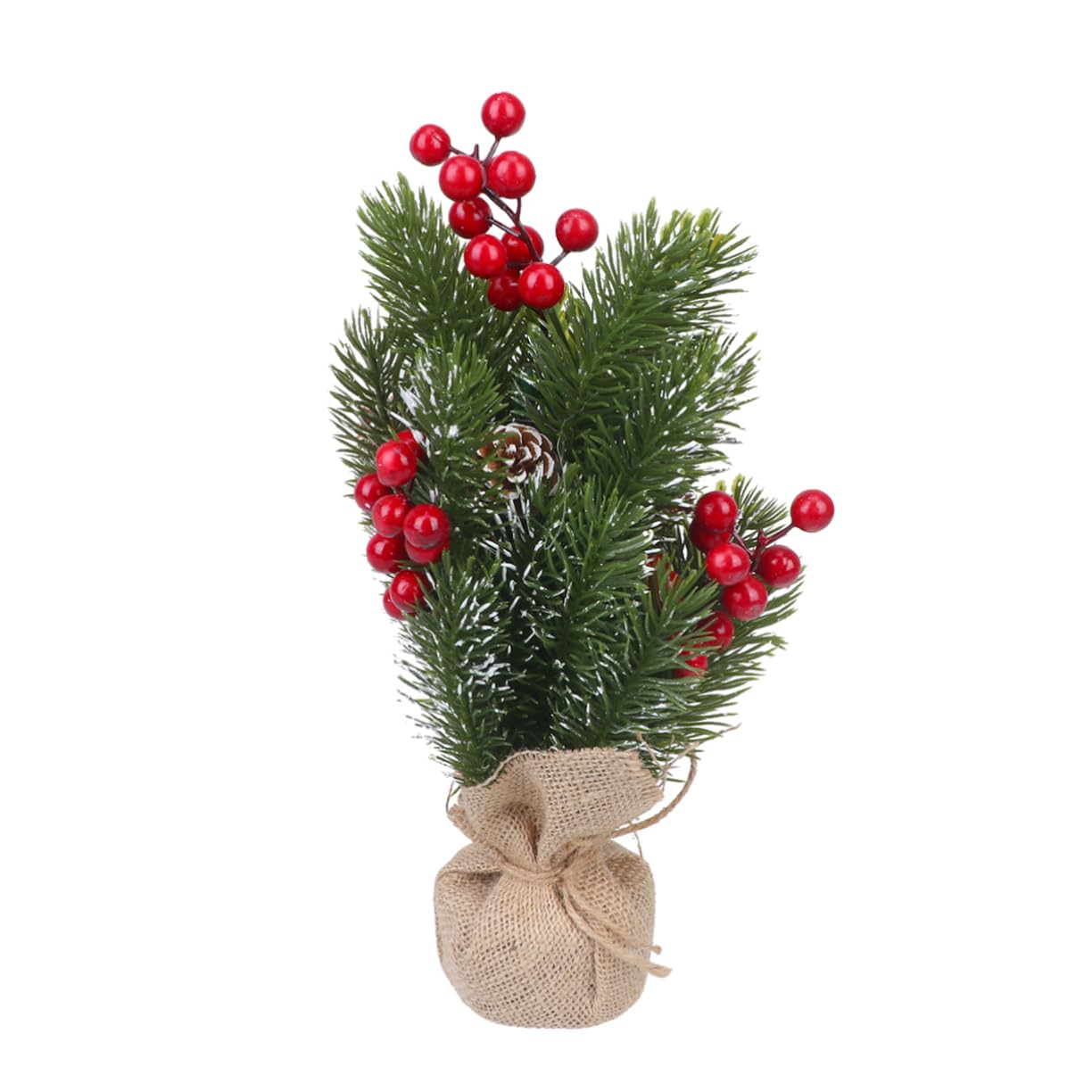 OKUMEYR Artificial Poinsettia Plants Fake Red Berries Christmas Red Berry Decor Small Fake Christmas Tree Mini Christmas Tree Christmas Tree Ornaments Dining Table Wooden Little Vacation