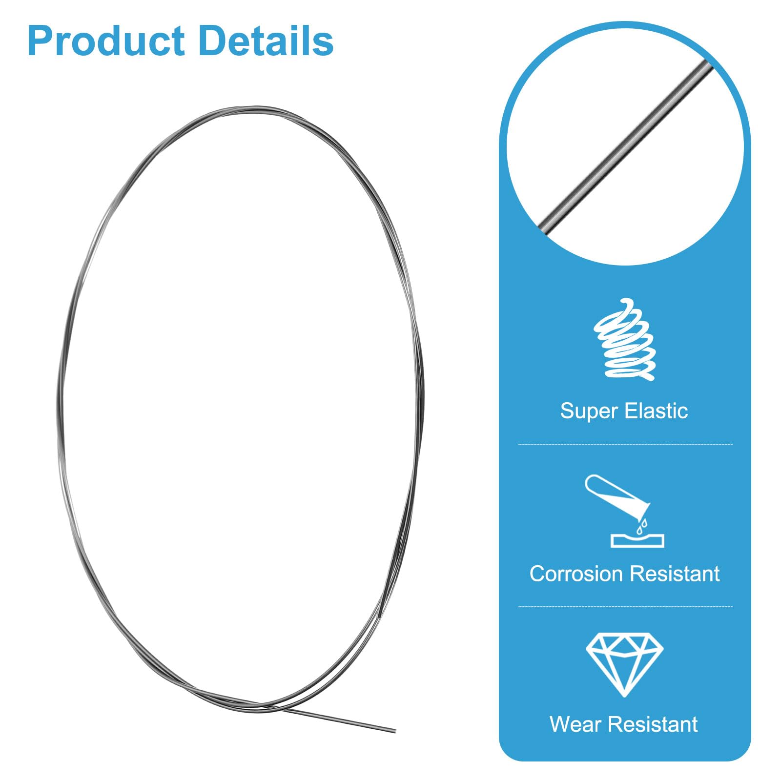 Produktbild von QUARKZMAN Nitinol-Draht 2er-Set – 0,8 Mm Superelastischer Formgedächtnis-Draht, 1 M Lang, Für Experimente, Basteleien & Mehr