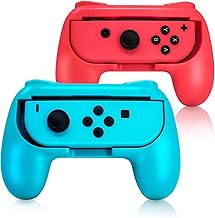 TIZOPO 2 empuñaduras para Joy Con compatibles con Nintendo Switch, accesorios de fiesta deportiva familiar compatibles con controladores JoyCon Switch/Switch OLED (azul y rojo)