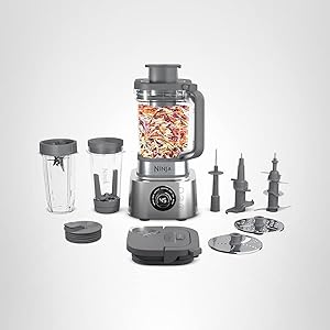 Ninja Blender & Food Processor Combo, Foodi Power Blender System for Smoothies, Bowls, Spreads & Shakes, 6 Functions, 72-oz Pitcher, To-Go Cups, Silver, SS401