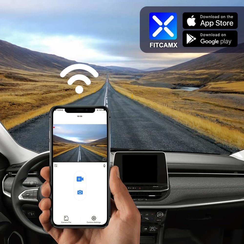 Fitcamx Dashcam 4K per Jeep Compass 2nd Gen 2018 2019 2020 2021 2022 2023 2024 2025(HD2-1518), OEM 2160P video camera auto WiFi, G-sensor, registrazione in loop, WDR dash-cam auto, Plug&Play, 64GB