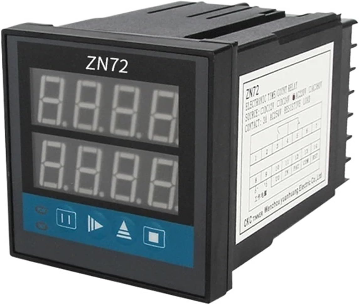 ZN72 Series Digital Time Counter Relay AC36V AC220V AC380V DC 12V DC24V Multifunction Timer Rotary Counter and Reverse Counter(AC 220V)