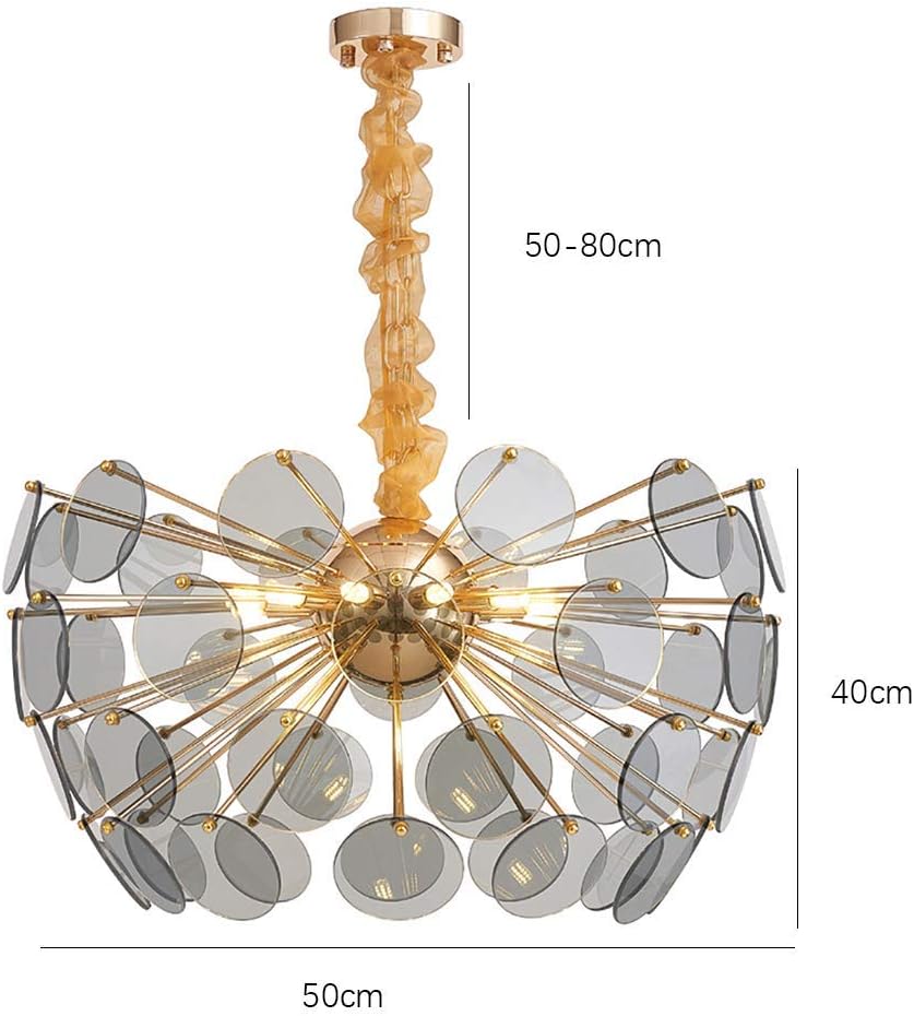 Dining Room,Modern Sputnik Chandelier 9 Lights Fireworks Pendant Lighting Adjustable Ceiling Light Fixture for Bedroom,Living Room,Golden,50Cm(20Inch)