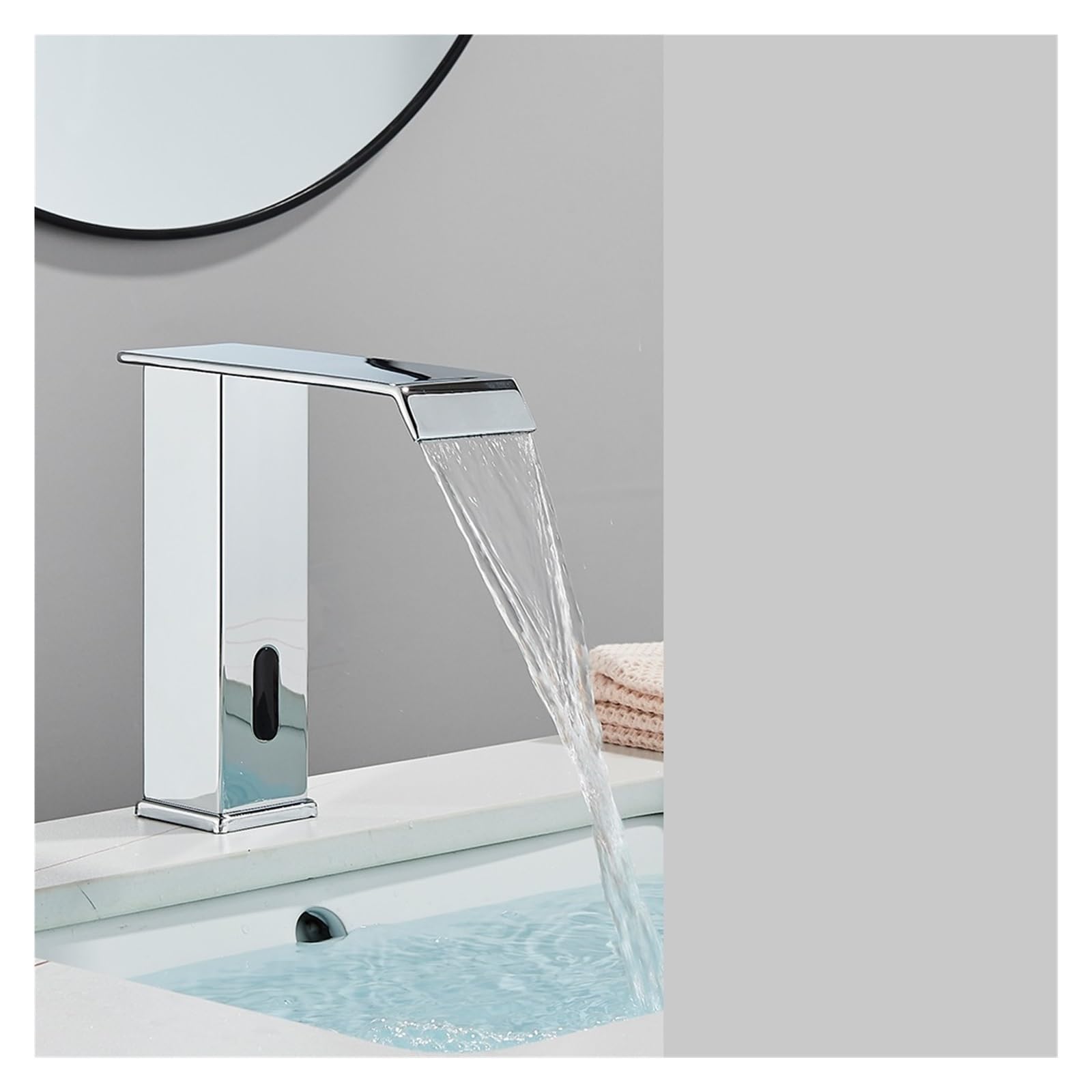 Robinet de lavabo à capteur automatique mitigeur cascade salle de bains chrome
