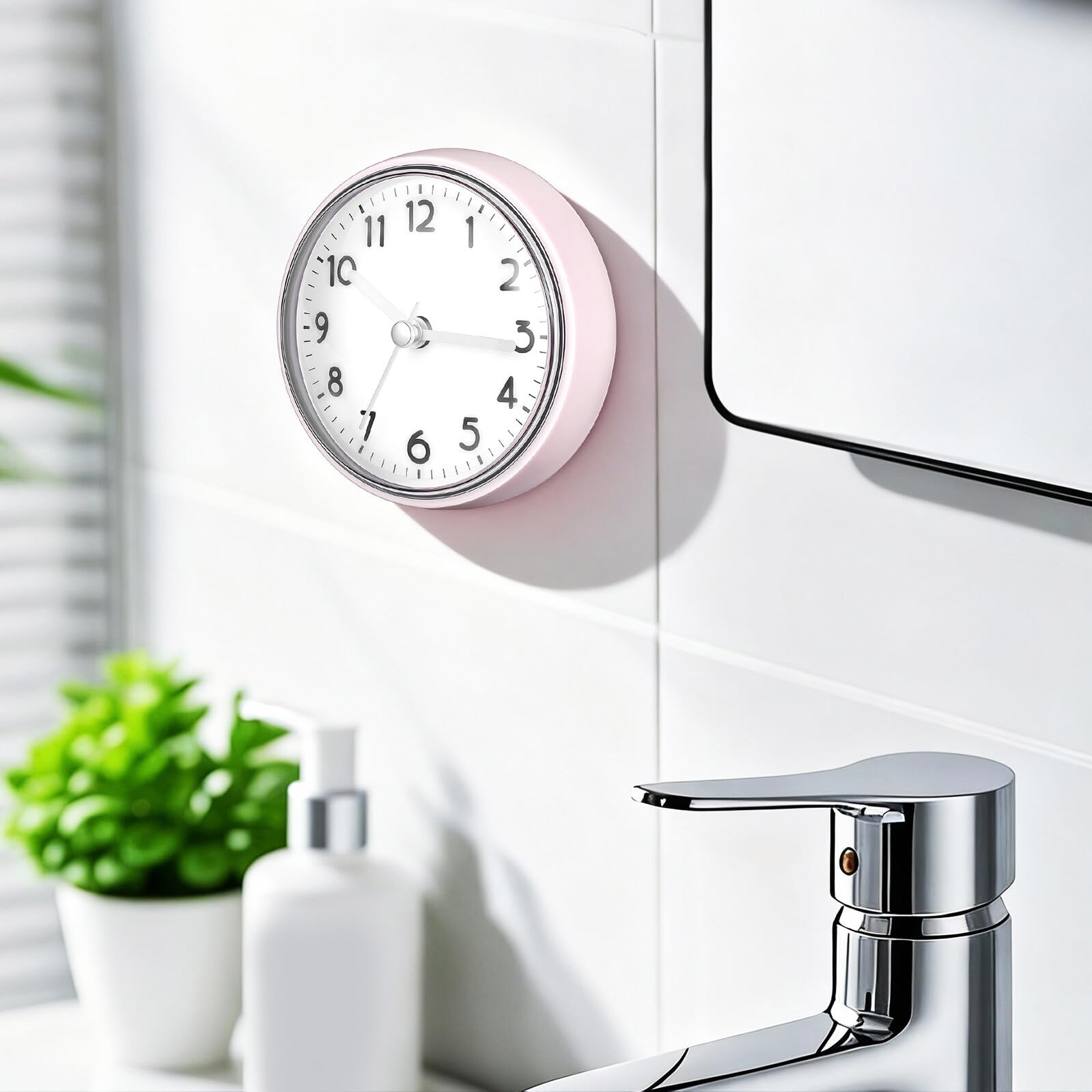 Zerodeko Reloj Mini de Pared Ventosa Resistente al Agua para Baño y Sala de Estar Diseño Funcional