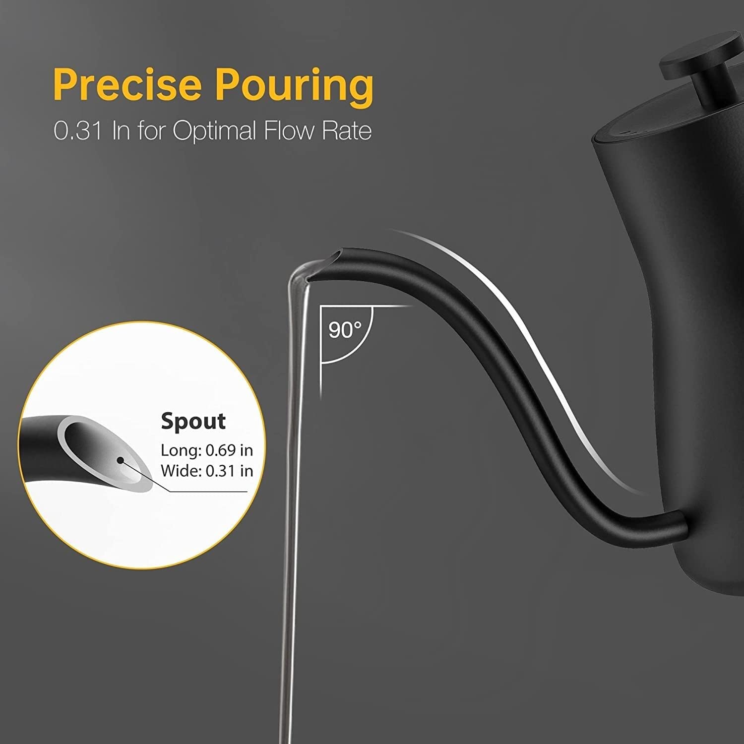Hervidor eléctrico Inteligente de Cuello de Cisne Blanco con 7 preajustes Variables Verter sobre cafetera y Tetera eléctrica Hervidor de Agua de Acero Inoxidable con Control de Temperatura