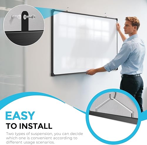 Vista 67 de MaxGear Pizarra pequeña de borrado en seco, pizarra blanca colgante de doble cara de 14 x 11 pulgadas para pared, mini pizarra blanca con 3 Blanco