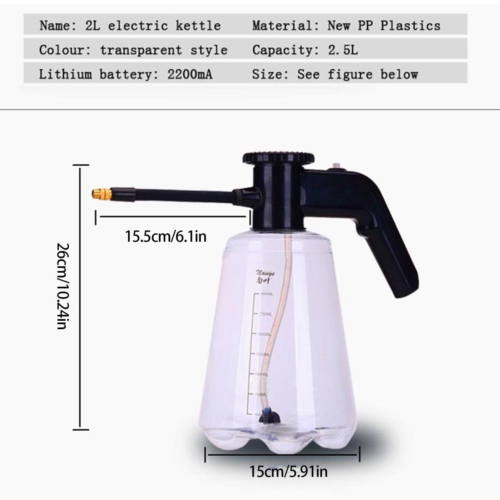 Flacone spray elettrico | Nebulizzatore 2L per Piante,Flacone spray, spruzzatore per piante elettriche per interni, esterni, testa di spruzzatura regolabile a 360°, spruzzatore per giardinaggio, ferti